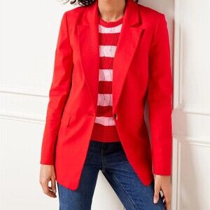 Talbots Relaxed 90s Blazer Red Pepper Cotton Linen Size 2 NWT Workwear Jacket